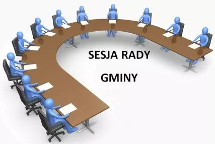 Grafika przedstawia Radnych Gminy Wijewo zasiadających przy stole podczas Sesji 