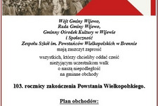 Serdecznie zapraszamy na Gminne Obchody 103. rocznicy zakończenia Powstania Wielkopolskiego