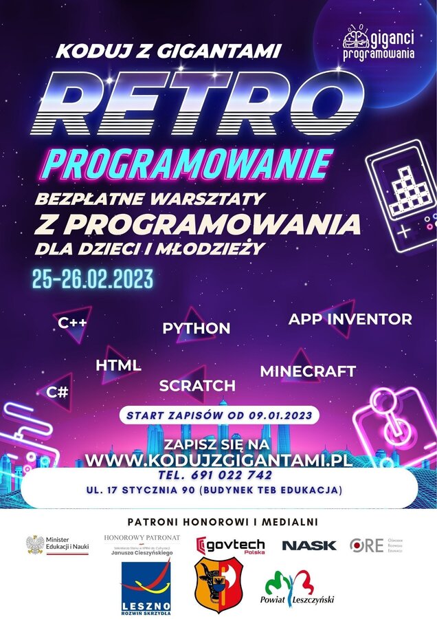 plakat o wydarzeniu programowaniegier dla dzieci