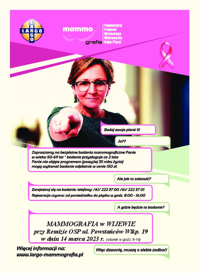 plakat informujący o mammografii