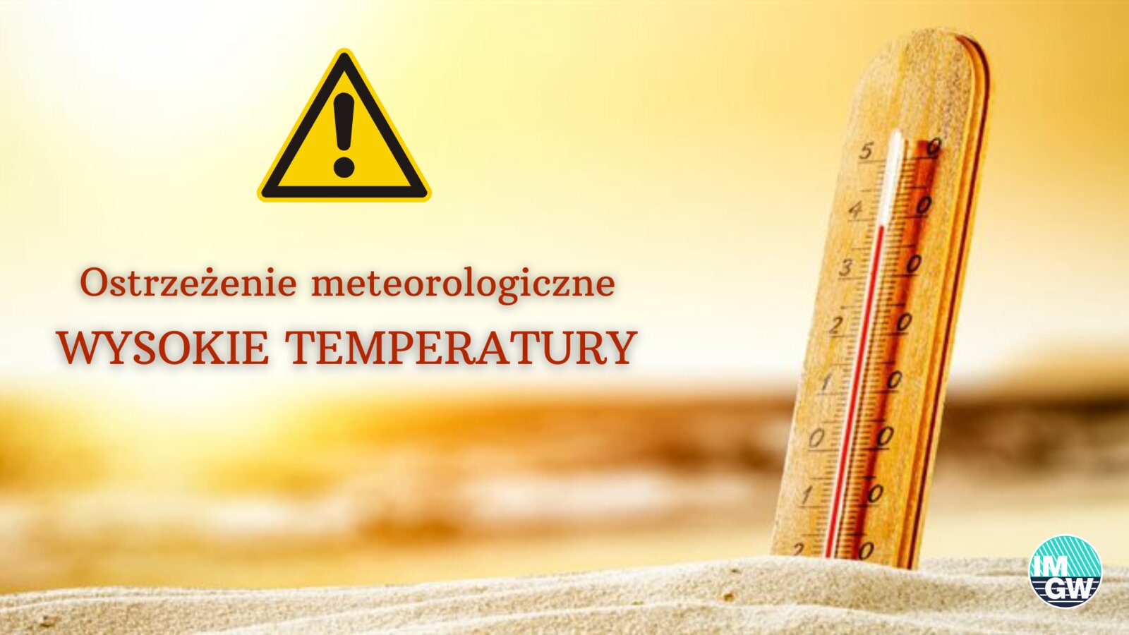 ostrzeżenie meterologiczne informujące o wyskoich temperaturach 