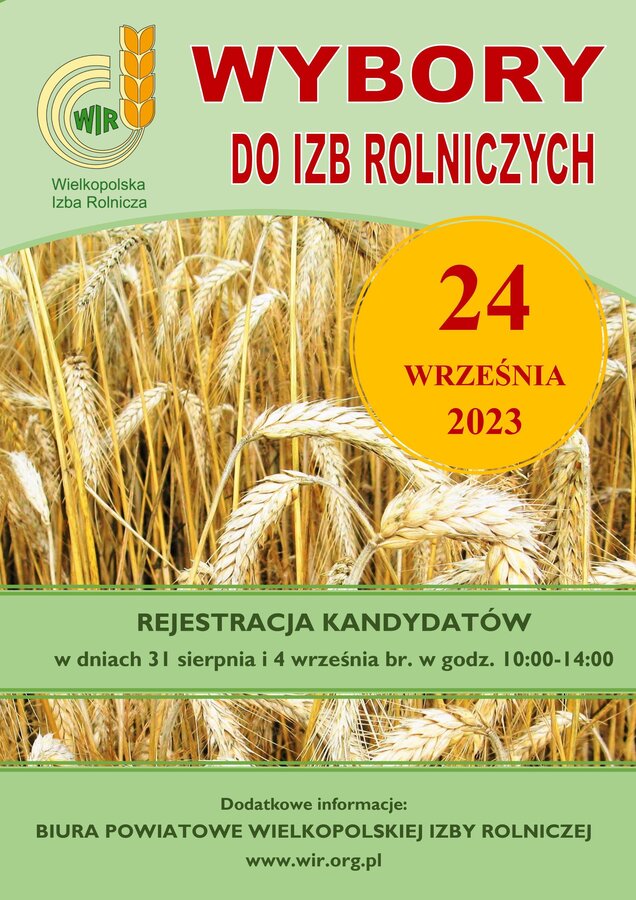 plakat informujący o wyborach di Izb rolniczych