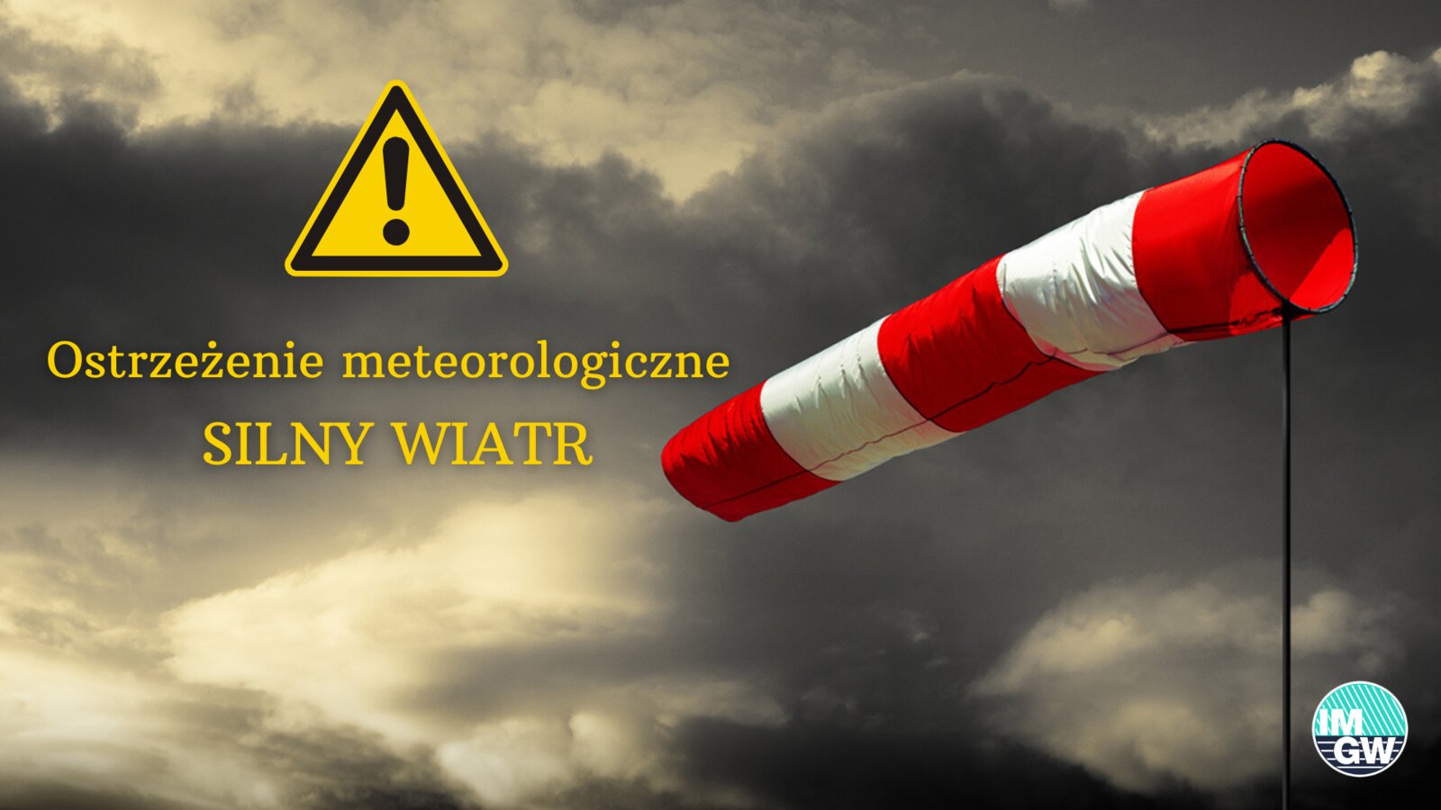 zdjęcie przedstawia ostrzeżenie meteorologiczne przed silnym wiatrem