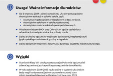  Obowiązek szkolny i obowiązek nauki dla dzieci i młodzieży z Ukrainy - działania informacyjne