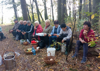 zdjęcie przedstawia grupę seniorów na grzybach 